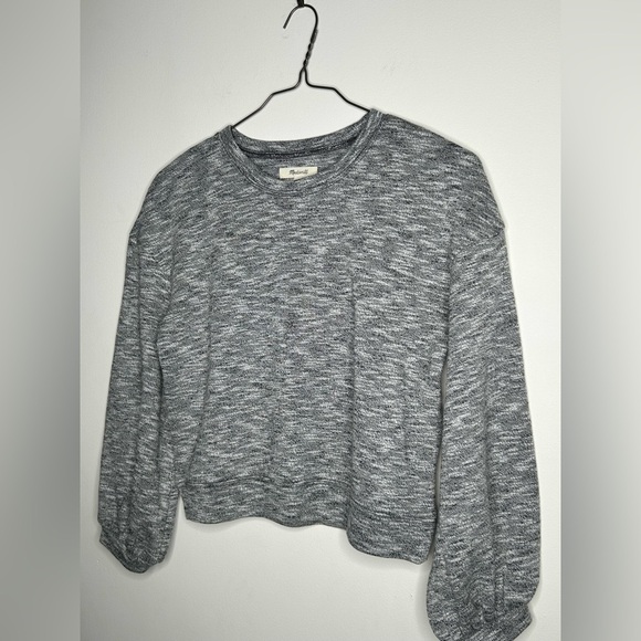 Madewell Textured Crew Neck Sweatshirt Heather Coal Size Small Cotton Office - Picture 7 of 12